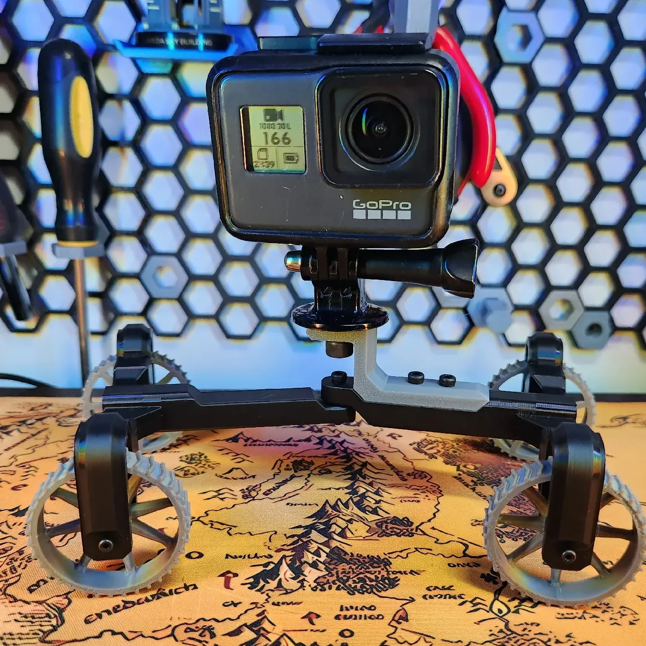 Rover impreso en 3D con soporte GoPro